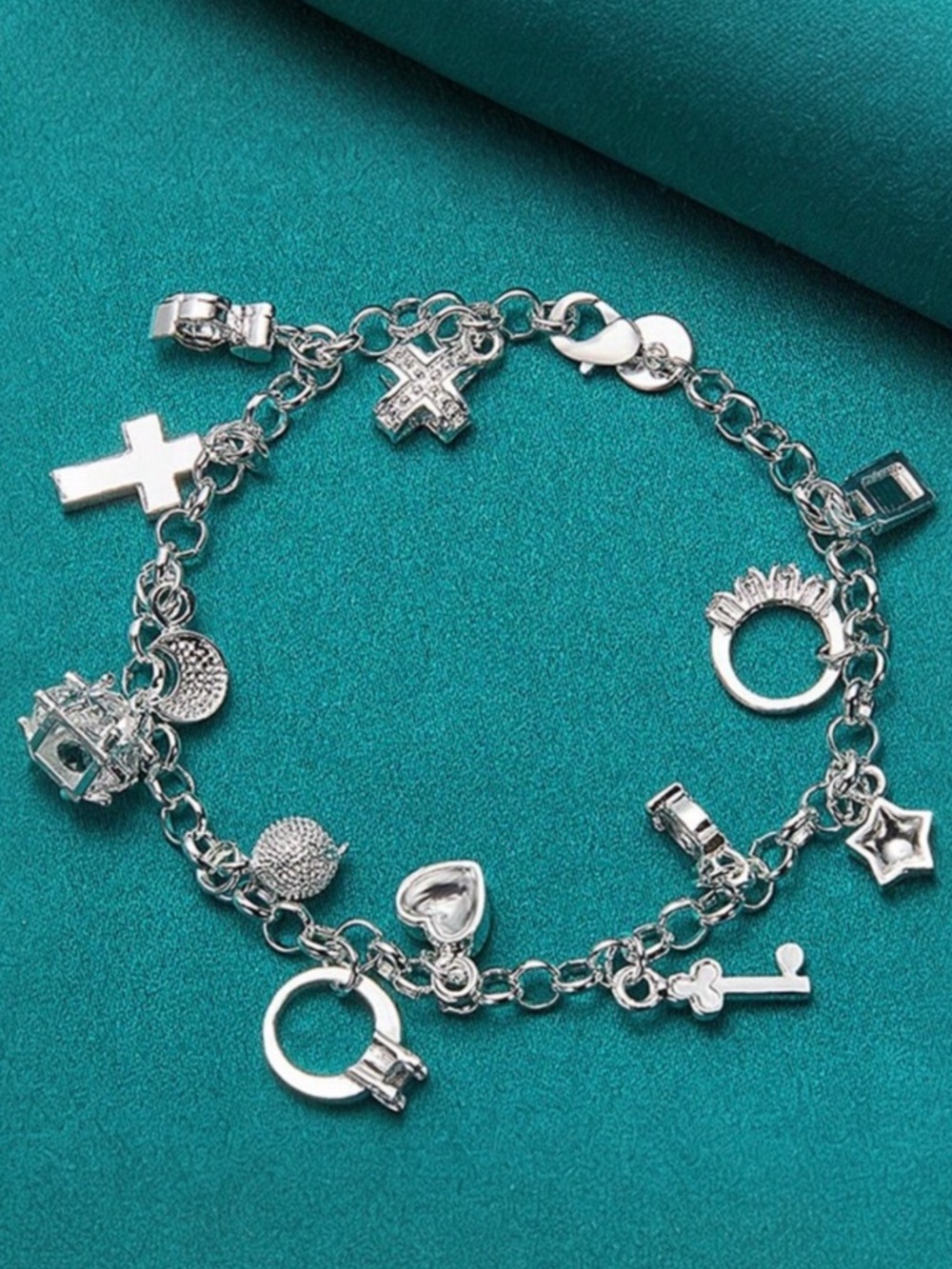 ๐ชท Silver Dangle Charm Bracelet - Picture 2 of 5